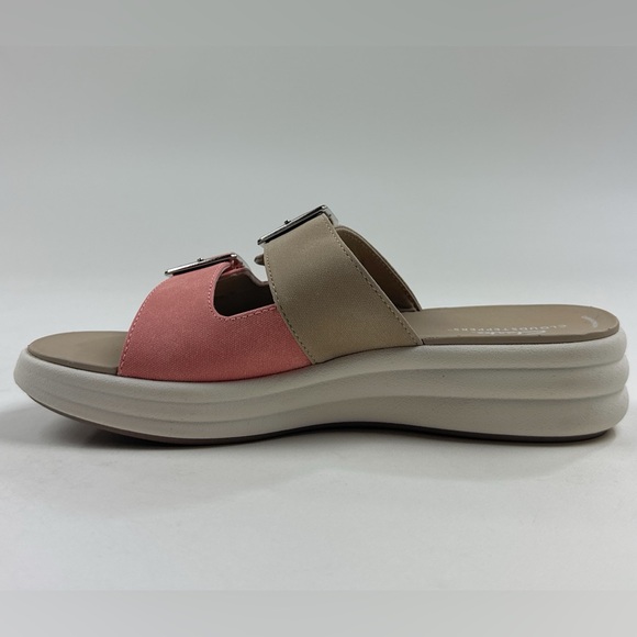 Clarks Cloudsteppers Drift Buckle Peach Canvas Womens 9.5 Wedge Sandals 26177850 - Picture 3 of 9